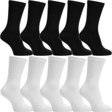 Imagem de Kit 10 Pares Meias Cano Alto Algodão Academia Sport Unissex - Flat Soc