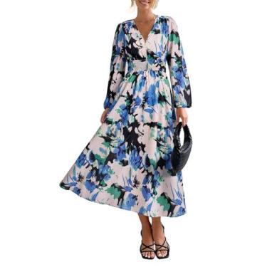 Imagem de Vestido PRETTYGARDEN Floral Preto e Azul XX-GG