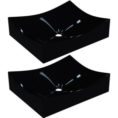 Imagem de Kit 02 Cubas De Apoio Banheiro Lavabo C01 Ml44W Preto - LYAM DECOR