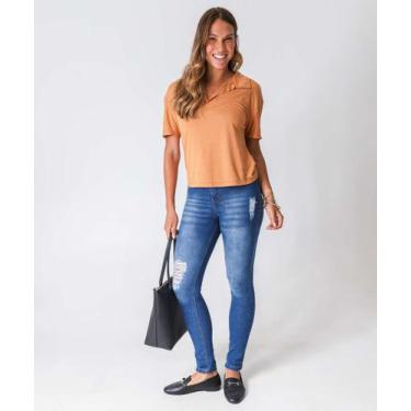 Imagem de Calça Jeans Skinny Puídos Feminina-01011 - Vizzy Jeans, Jeans azul, 44