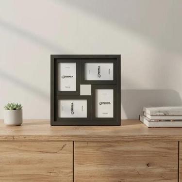 Imagem de Porta Retrato Mosaico 34x34cm para 4 Fotos 10x15 Com Pendurador Moldur