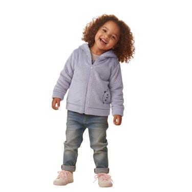 Imagem de Jaqueta Infantil Rosa e Roxo Pelúcia com Capuz Inverno Festa