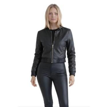Imagem de Jaqueta Bomber Feminina Couro Fake Peluciada-Feminino