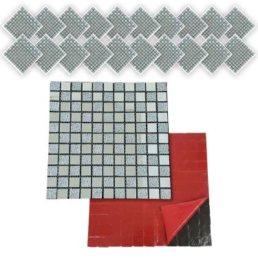 Imagem de Pastilha Autocolante De Vidro Kit 20 Uni Parede Lavabo Cozinha Box Decorativa Facil Aplicacao Reforma Moderna Requinte