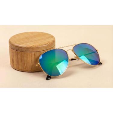 Imagem de Óculos De Sol Aviador Uv400 Retrô Unissex Dirigir/praia Cor:Blue Yello