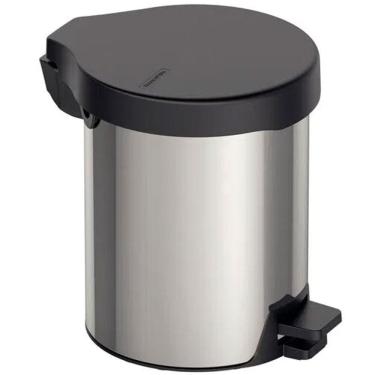 Imagem de Lixeira com Pedal 5L Tramontina em Aço Inox com Acabamento Polido e Tampa Plástica Preta