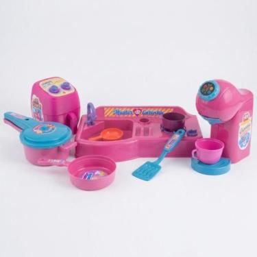 Imagem de Kit Cozinha Master Infantil Air Fryer Cafeteira Fogão Com Pia e Panela