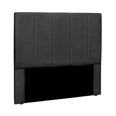 Imagem de Cabeceira Estofada Anya Solteiro 90cm Fixação no Box Estrutura em Madeira Corino Preto Loja Sheep