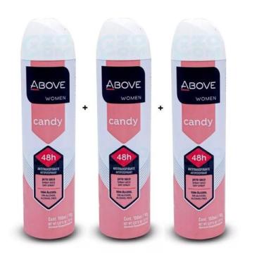 Imagem de Desodorante Above Candy - Aerosol 150 Ml - Antitranspirante - Kit 3 un