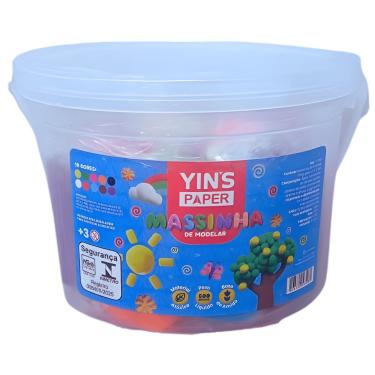 Imagem de Massinha para Modelar Escolar Yins Brasil YP7861 Balde com 10 Cores Tipo Soft para Crianças