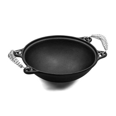 Imagem de Wok 881PM Alça Espiral Ferro Fundido 36x12cm 6L para Fogão e Churrasqueira Panela Mineira