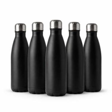 Imagem de kit 5 Garrafa Squeeze Térmica 500Ml Abertura Larga Vedação Hermética P