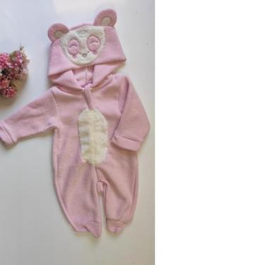 Imagem de Macacão bebê infantil quentinho inverno com pezinho - Manu baby, Rosa 