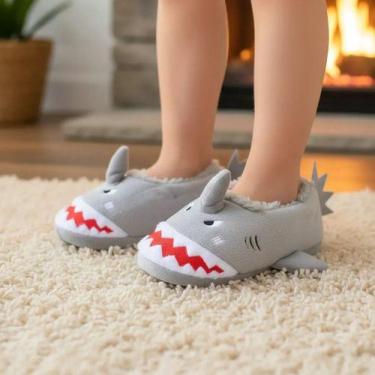 Imagem de Pantufa Menino Infantil Fechada Tubarão Peluciada 025cz - - Gasf, Cinz