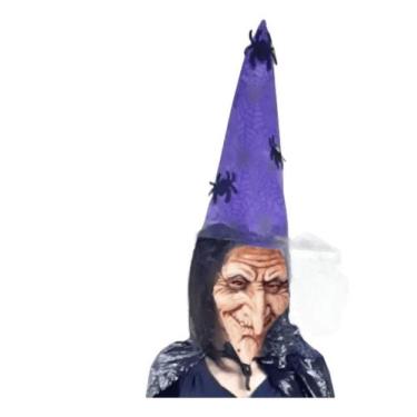 Imagem de Kit c/ 3 Chapeu De Bruxa Com Renda E Aranhas Halloween - QFESTA