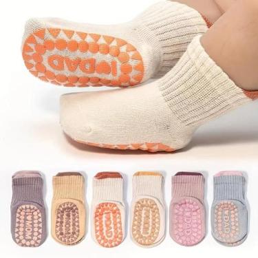 Imagem de 6 pares de meias antiderrapantes para bebês, meninos e meninas - NONE,