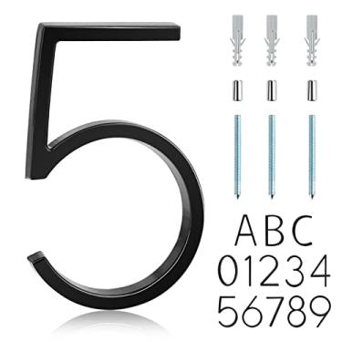 Imagem de Covanm Número de casa flutuante preto, montagem flutuante de 12,7 cm, números 5 (cinco)