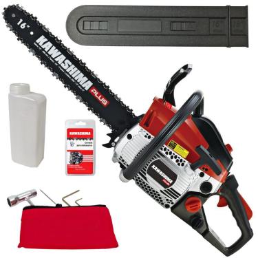 Imagem de Motosserra À Combustão Kawashima KCS 380-P 2 Tempos 37,2cc Com Sistema Antivibração + Corrente 57 Elos e Sabre 16 Polegadas