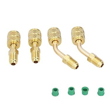 Imagem de Adaptador de tanque de refrigerante de latão, adaptador conector 1/4SAE para 5/16SAE, adaptador de carregamento de refrigerante de cabeça de conversão para redutor R410,
