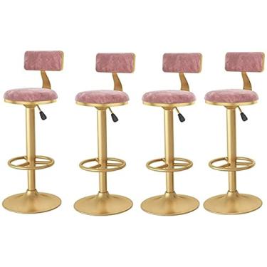 Imagem de Bsillas Cocina de Barra Altas Bancos Taburete Bar Isla Banquetas para Bar, Balcão de Bar Altura do Balcão para Café da Manhã Elevador Giratório de 360 ​​° Ajustável Almofada Macia com Encosto