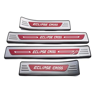 Imagem de GZBFTDH Acessórios de carro protetor de peitoril da porta, para Mitsubishi Eclipse Cross 2018 2022 painéis de chute placa de proteção de soleira, protetor de entrada de porta de peças automotivas (vermelho)