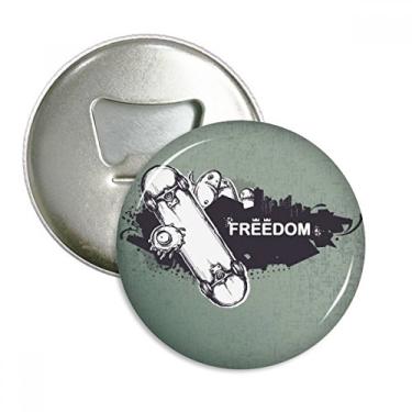 Imagem de Hip-Hop Freedom Skateboard Abridor de garrafas com ímã de geladeira emblema multifuncional