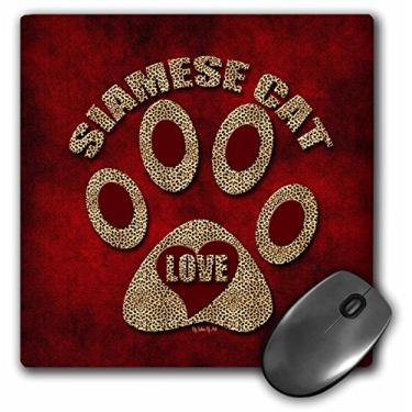 Imagem de 3dRose LLC 20 x 20 x 0,6 polegadas raça de gato siamês com estampa de chita e mouse pad vermelho (mp_22014_1)
