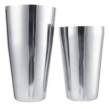 Imagem de OKJHFD 2pcs conjunto de coqueteleira Boston para mistura de bebidas coqueteleira, coqueteleira de aço inoxidável premium para bartender e bar em casa, prata(800/600ML)