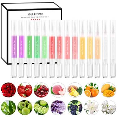 Imagem de SULLMAR 14 peças de óleos de cutícula para unhas caneta de óleo de nutrição de unhas, canetas nutritivas de unhas, 14 revitalizadores de cutículas de cheiro para unhas nutritivas e cuidados com as