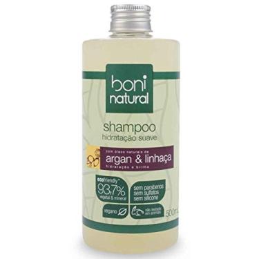 Imagem de Shampoo Vegano e Natural de Argan e Linhaça, Para todos os tipos de cabelo, Boni Natural, Transparente