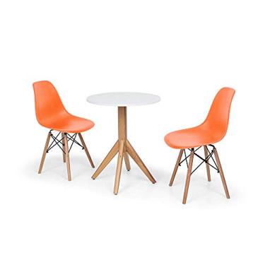 Imagem de Conjunto Mesa de Jantar Maitê 60cm Branca com 2 Cadeiras Charles Eames - Laranja