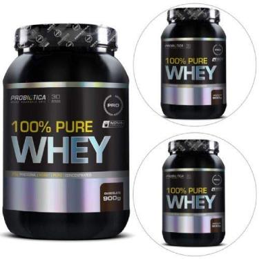 Imagem de Kit com 3 100% Pure Whey 900g Chocolate - Probiótica