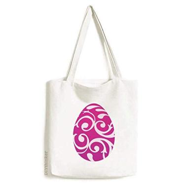 Imagem de Sacola de lona com design de ovo roxo festival de religião da Páscoa bolsa de compras casual