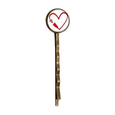 Imagem de Design vermelho Arrow Heart Ilustration Retro Metal Hair Bobby Pin Headwear