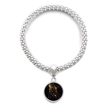 Imagem de DIYthinker Pulseira de prata noturna com pingente da Overlooking America com corrente ajustável