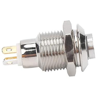 Imagem de Interruptor de botão de travamento de metal Fafeicy, interruptor de botão de metal de 10 mm 3V Interruptor de partida de travamento automático com luz, para campainhas de baixa corrente, controle de acesso (azul), interruptor de controle