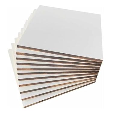 Imagem de Kit 8 Placa Chapa MDF Branco 15 mm 45x3 cm Quadro Artesanato