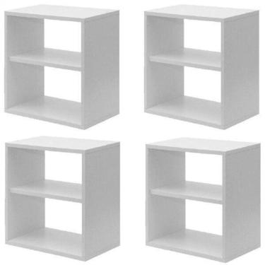 Imagem de Kit Infantil 4 Nichos Cubo com Prateleira Lema Kit Cubos Baby Espresso Móveis Branco