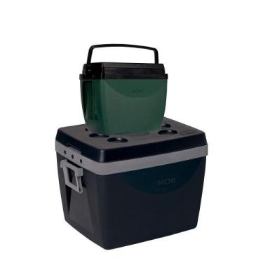 Imagem de Kit Caixa Térmica Cooler Grande 75L E 18L Mor Verde