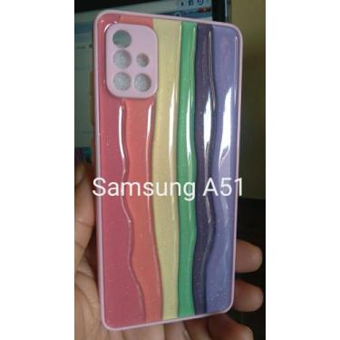 Imagem de Capinha Case Samsung A51 Com Relevo Brilhante Emborrachada Rosa Suave