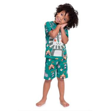 Imagem de Pijama Menino Kyly Camiseta E Shorts Em Algodão Brilha No Escuro Cor V
