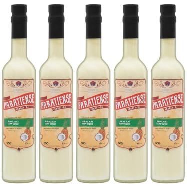Imagem de Kit 5 Licores de Abacaxi com Coco Paratiense 500 ml Creme Fino Nacional Tradicional Coquetéis Exóticos Sobremesas Lembrancinha Presente Natal