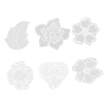 Imagem de SHINEOFI 6 Unidades Patch De Renda Apliques De Flores De Renda Remendos De Flores De Renda Remendos De Bordado De Flores Dinheiro Antepassados Pano Branco Jeans De Costura