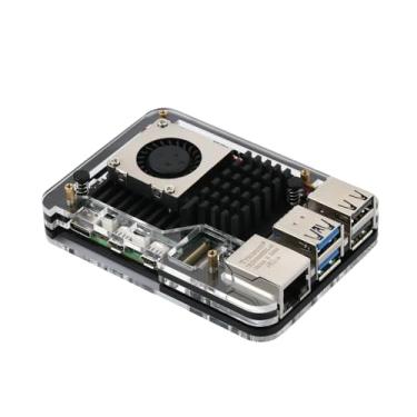 Imagem de Capa de acrílico Raspberry Pi 5 ABS Enlosure Shell com ventilador de resfriamento para RPI 5 Active Cooler (preto)