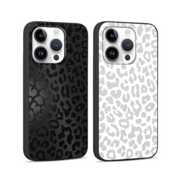 Imagem de RUMDEY Capa de telefone com estampa de chita fofa para Apple iPhone 13 Pro Max de 6,7 polegadas, capas de design de leopardo de luxo com design de silicone macio fino TPU à prova de choque capa protetora para mulheres e meninas - preto e branco