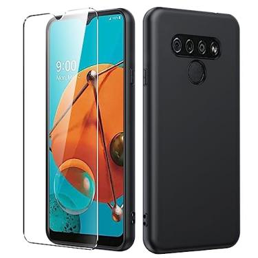 Imagem de Dioxide Capa de telefone compatível com LG K51 com protetor de tela, capa de silicone TPU macio à prova de choque antiderrapante capa protetora para câmera capa fina para LG K51, preta