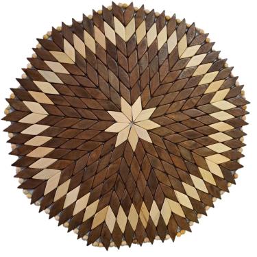 Imagem de Jogo Americano de Madeira Redondo, Artesanal, Marrom Marfim