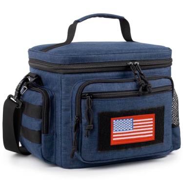 Imagem de Bolsa térmica masculina, lancheira tática com sistema molle, à prova de vazamentos, isolada, feminina, para adultos, com alça de ombro ajustável (azul)