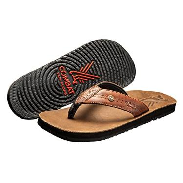 Imagem de Combat Flip Flops Chinelo masculino AK de couro marrom Ergo masculino – ruim para corrida, pior para luta, Marrom, 45