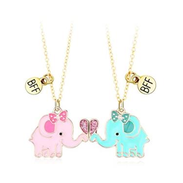 Imagem de Colar de amizade para 2 meninas, colar magnético combinando, pingente de meio coração, colares BFF para irmã, Latão, Sem Pedra Preciosa